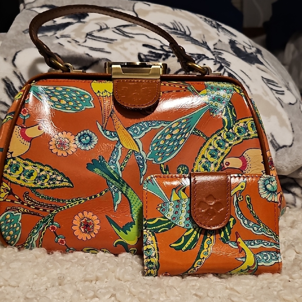 Patricia Nash Orange and Brown Crossbody Bag & Wallet